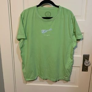 Life is Good Floral Guitar / Banjo Scoop Neck Short Sleeve Tee / T-Shirt Sz XL